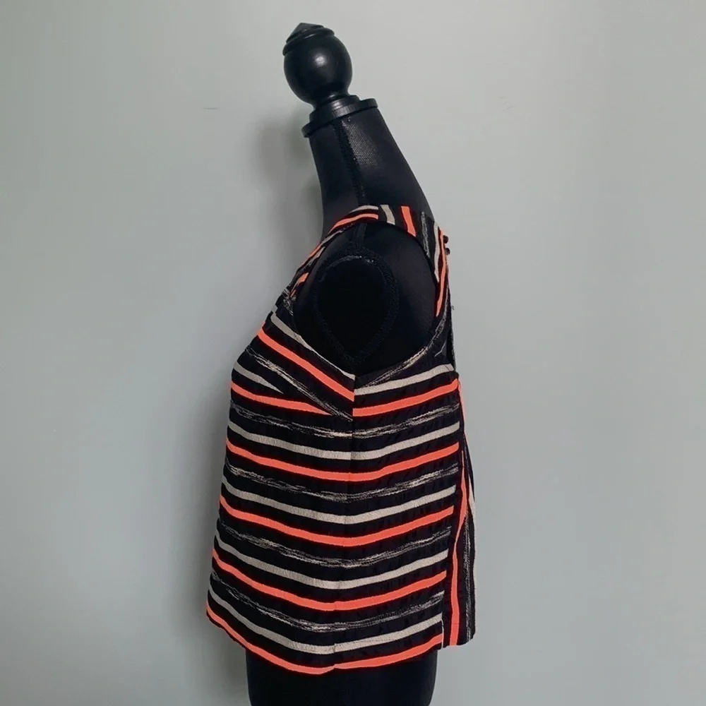 ANTHROPOLOGIE HD in Paris Neon Striped Cut Out Back Sleeveless Top